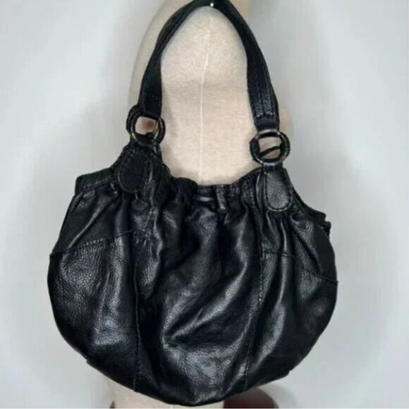 Lucky Brand Boho Soft Leather Black Hobo Shoulder Bag - Picture 2 of 13